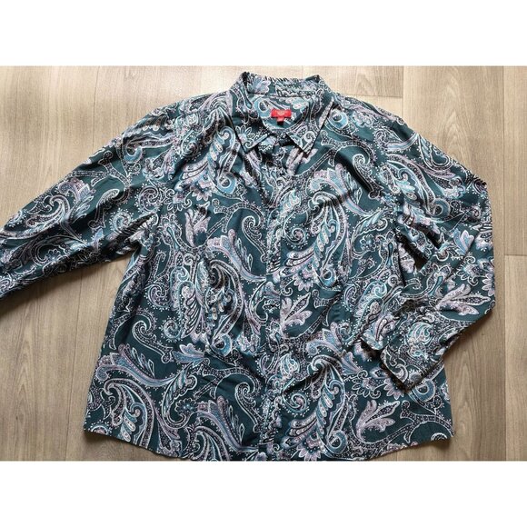 Talbots Womens Paisley Button-Up Shirt 18W Teal & Purple - Picture 4 of 8
